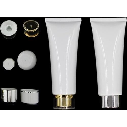120G 120ML Plastic Squeeze Tube White Cosmetic Container Facial Cleanser Hand Cream Emulsion Refillable Soft Tube with Screw Cap