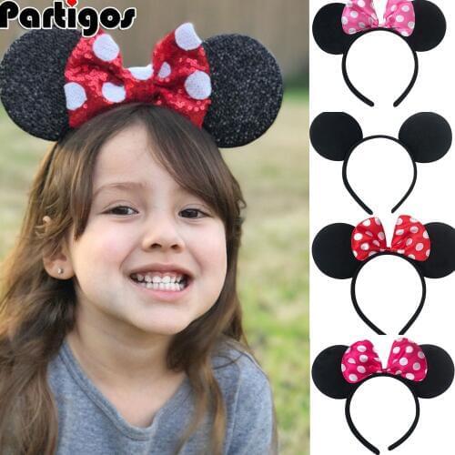 Christmas Ears Headband Hairband Pink Sequin Hair Clips Bows for Girls Antlers Hair Accessories for Birthday Party