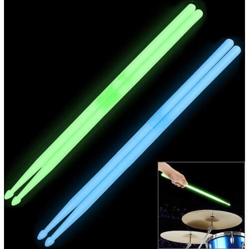 Durable Noctilucent 5A Drum Stick Glow in The Dark Stage Performance Luminous Drumsticks 2 Colors Optional