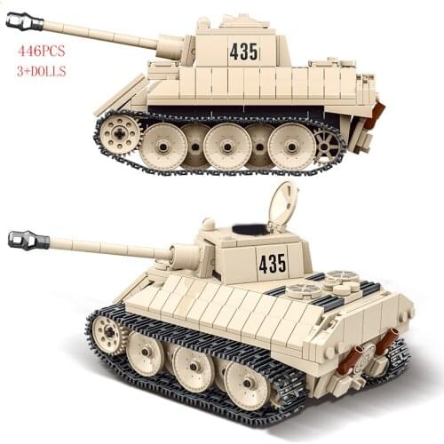 SEMBO WW2 Germany Tank Military Weapon VK 1602 Leopard light Tank Model Building Blocks MOC Soldier Arme Bricks Toys For Boys