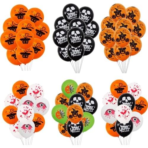 10pcs 12inch Multi Pumpkin Ghost Latex Balloons Halloween Party Ballons Decoration Inflatable Air Balon Halloween Party Supplies