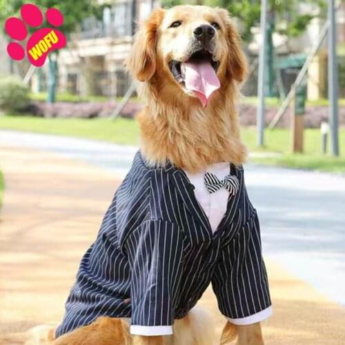 WOFUWOFU Dog Tuxedo Suit For Big Medium Large Breed, Formal Vest Set Gentle Pet Costume, Wedding groom clothes