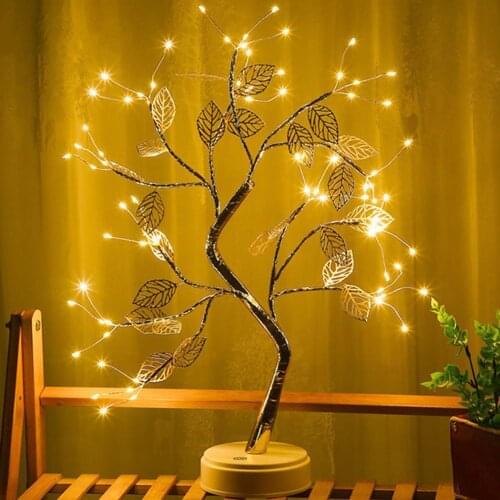 LED Night Light Mini Copper Wire Tree Garland Lamp for Home Kids Bedroom Decor