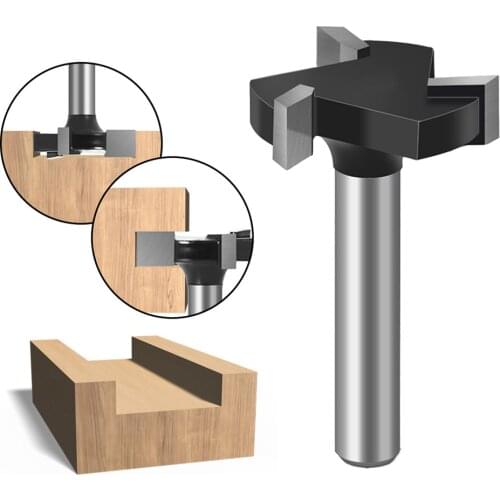 1/4 Handle 6 Handle Three-edged T-knife Slotting Cutter Woodworking Milling Cutter Grooving Milling Cutter T-type Tenon Cutter