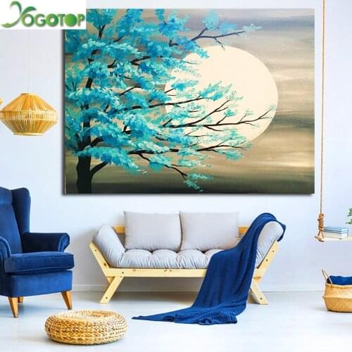 Moon Scenery big tree Diamond Painting Decoration Full Drill Square Embroidery 5D round Rhinestone Picture Handcraft Kit YY4482