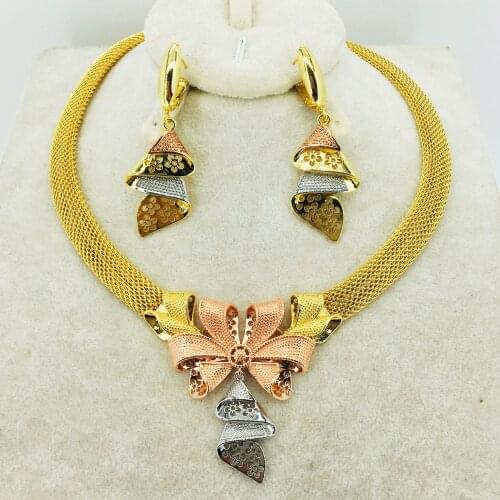 High quality Italian gold colored jewelry for womens African bead jewelry jewelry fashion necklace earrings bracelet jewelry