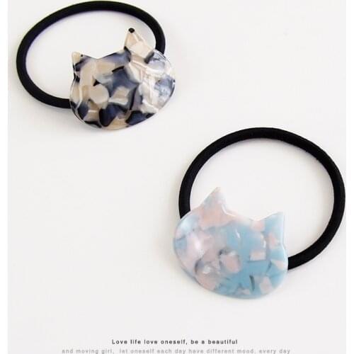 Japan and Korea Woman Lovely Acetate Cartoon Cat Hair Rope Sweet And Fresh Hair Rubber Girls Hair Accessories