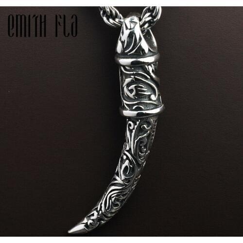 Emith Fla Silver Spike Pendants 100% 925 Sterling Silver Vintage Necklace Pendant for Women Men Handmade Fashion Jewelry
