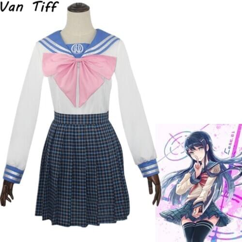 Danganronpa Sayaka Maizono Cosplay Costume Women Shirt Skirt Sail Uniform Suit Anime Dangan Ronpa Wigs Hair Shoes Clothes Adult