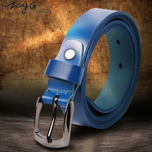 ZAYG Brand Luxury Color Metal Pin Buckles Womens Belt Jeans Wild Belts for Women Designer High Quality Leisure Leather Belt