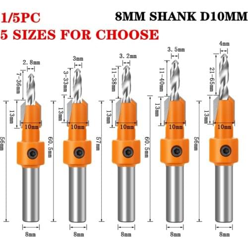 1pc Dia.2.8-4mm Woodworking Alloy Drill Countersunk Drill Bit Tungsten Carbide Drill Bit Screw 8MM Shank Step Drill Bit