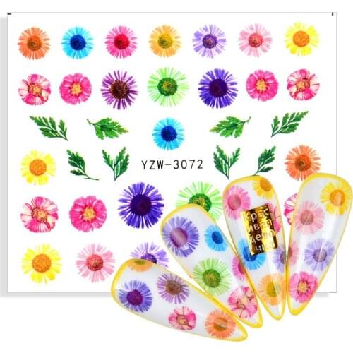 1pcs INS 3D Floral Summer Nail Decal Leaf Tree Green Simple Colorful DIY Slider Manicuring Nail Art Transfer Watermark Sticker