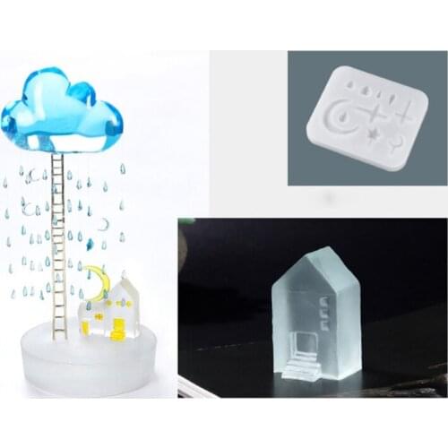 12 Pcs/Set Sky Clouds Small House Micro Landscape Decorations Epoxy Resin Mold Miniature Ornaments Silicone Mould DIY Crafts Cas