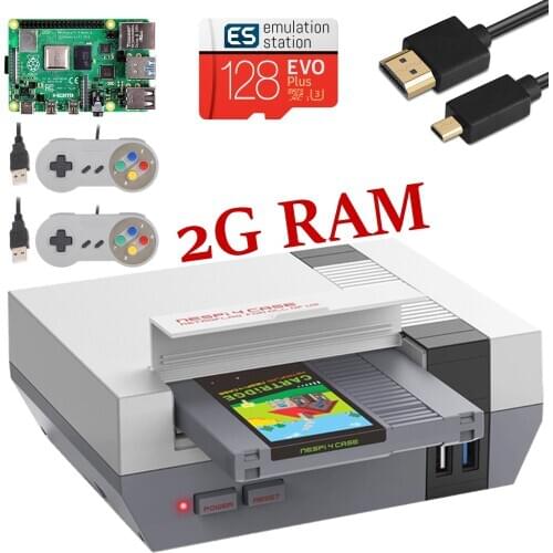 128G NESPi 4 Case For Raspberry Pi 4 2G Ram Retro Arcade Game Console Full Kit Retroflag with Safe Shutdown 10,000+ Games P&P