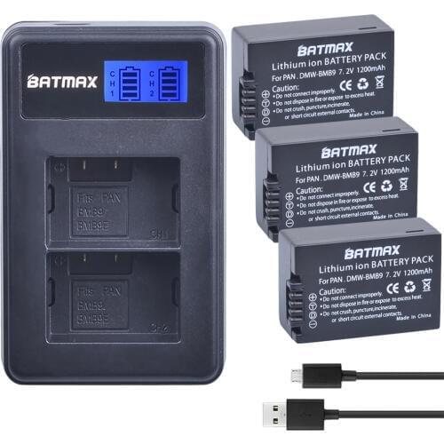 3pcs DMW-BMB9 DMW-BMB9E DMW BMB9 Battery + LCD Dual USB Charger for Panasonic Lumix DMC FZ40K FZ45K FZ47K FZ48K FZ60 FZ70 FZ100