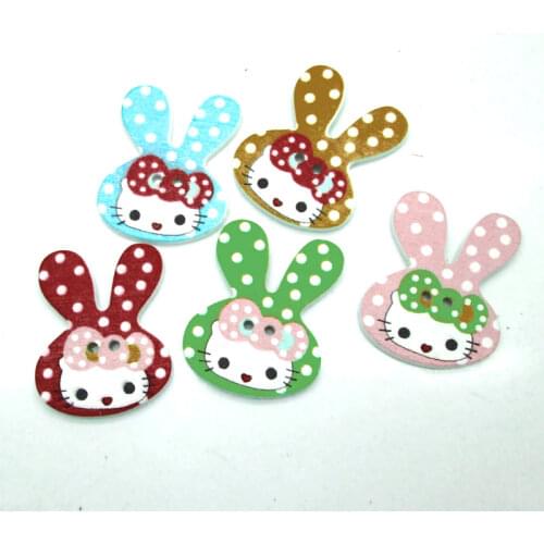 50pcs Mixed Rabbits Wooden Sewing Buttons For Clothing Needlework Scrapbooking Wood Botones Decorative Crafts Diy Accessories
