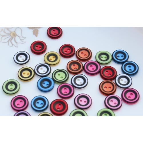 800pcs - Resin colorful Novelty Round Bowl Children Candy Buttons 15mm rainbow color assortment smooth