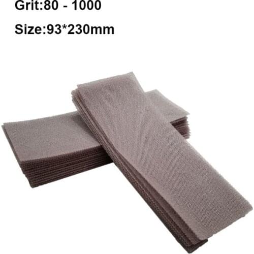 93*230mm Mesh Sandpaper Sheet Flocking Dust Free Abrasive Sanding Strips Hook Loop Anti-blocking 80 100 120 150 180-1000 Grit