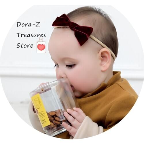 Velvet Bows Nylon Headbands For Girls Baby Accessories Newborn Bow Headband Ealstic Hair bandsToddler Baby Girl Hair Accessories