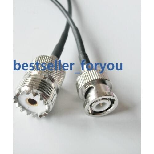 BNC Q9 Male Plug To UHF Female SO239 SO-239 Jack Pigtail RG174 Cable 20cm 8inch