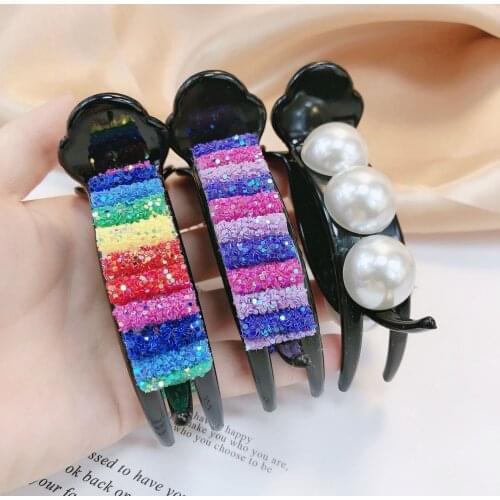 Hyperbole Big Pearls Hair Claw Clips Big Size Makeup Rainbow Hair Styling Barrettes For Women Hair Accessories New