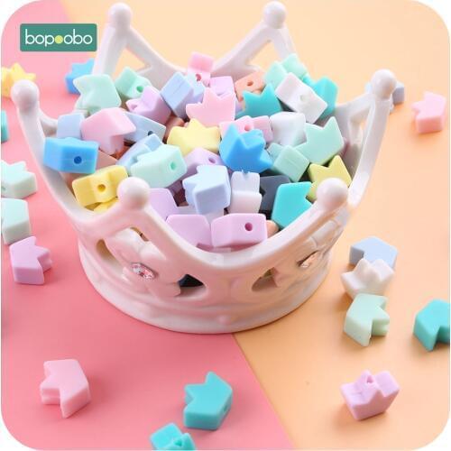Bopoobo 30pc Silicone Grass Beads Baby Teething Beads Pearls Food Grade Silicone Mini Crown Rodents Baby Teether