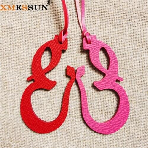 XMESSUN Luxury Genuine Natural Leather Arabic Letter Fashion Character Alphabet Keychain Backpack Pendant Ladies Women Bag Charm
