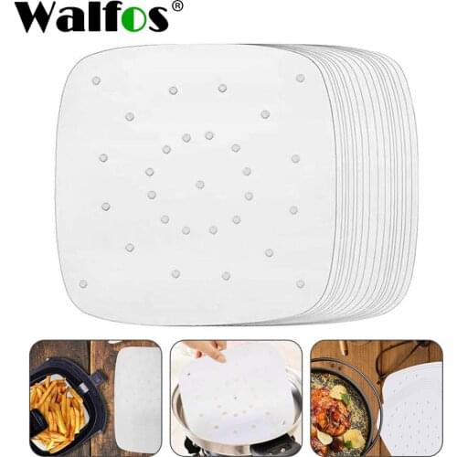 WALFOS 100 Sheets Of Square Air Fryer Silicone Oil Baking Paper For Buncake Nonstick Paper Saucer Baking Basket Mat Tools