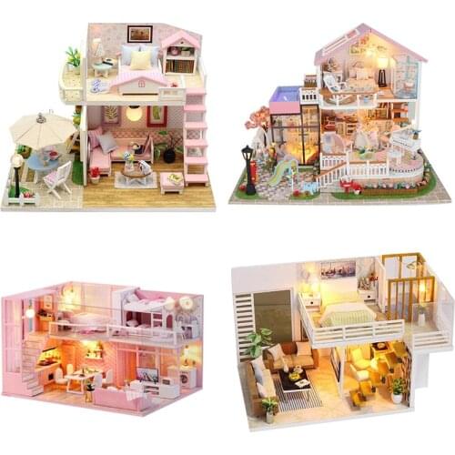 Handmade Wood Flash Loft DIY House Toy Miniature Dollhouse Toys for Children Birthday Christmas Gift