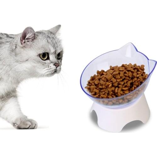 For Cats Dogs Feeders Pet Food and Water Bowls With Stand Base Non-slip Cat Bowl Transparent Feeding Products