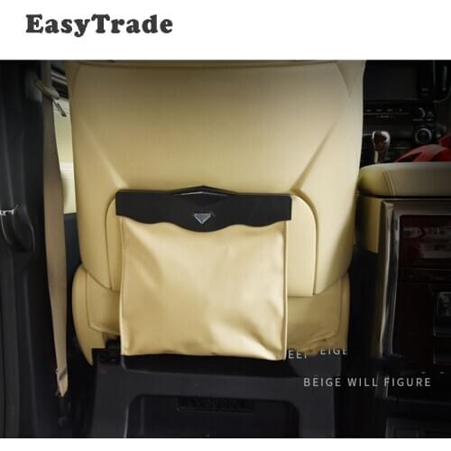 For Toyota Alphard Vellfire 30 Series 2016-2019 2020 Accessories Leather Car Seat Back Garbage Bag Storage Case With Light