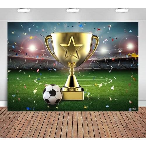 Photographic Background 3d Rendering Gold Star Trophy Football Photo Studio Photocall Printed Shoot Prop Decor Fabric