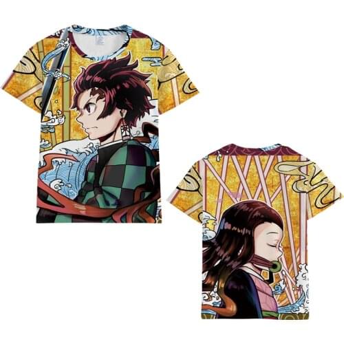 Anime Demon Slayer: Kimetsu No Yaiba Round Collar Short Sleeves Unisex Digital 3D Printing T-shirt Full-size Tops