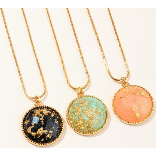 Crystal Gold Leaf Love Round Necklace Cute Pendant Necklace Snake Chain Choker Clavicle Chain Women Jewelry Girl Gift
