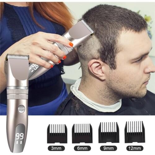Ckeyin Electric Hair Clipper Rechargeable Hair Trimmer Titanium Ceramic Blade Salon Men Hair Cutting Barber Machine Lcd Display