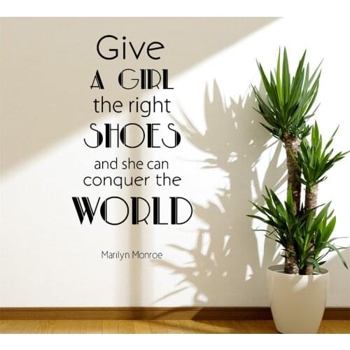 Marilyn Monroe Quote Wall Decal Stickers Fashion Home Decor Quote Shoe word Easy Removable Sticker GW-52