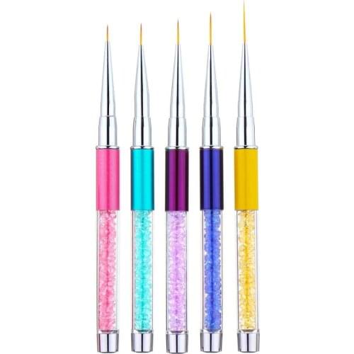 NOQ 5pcs Nail Art Tools For A Manicure Brushes Pull Pen Professional Acrylic Rhinestones Gel Nail Brush Dotting Pen