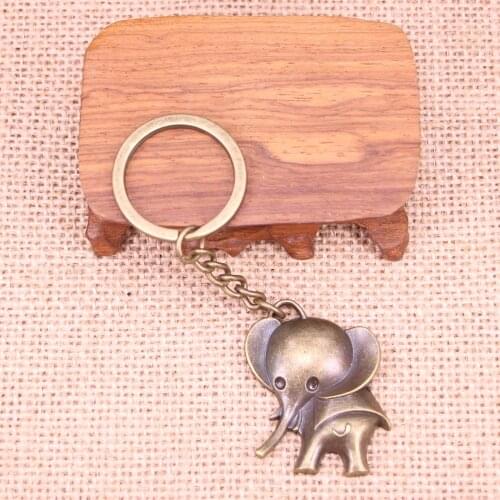 20pcs New Fashion Keychain 37x31mm big ears elephant Pendants DIY Men Jewelry Car Key Chain Ring Holder Souvenir For Gift