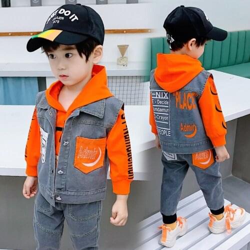 New Spring Autumn Childrens Clothes Set Boys Vest +Sweatshirts + Pants 3pcs/Set Kids Costume Teenage Girl Clothing High Quality