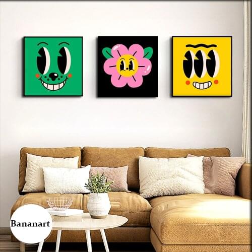 New Nordic Modern Living Room Sofa BackgroundCartoons Emoticons Package Poster Canvas Painting Wall Art Picture Home Decoration