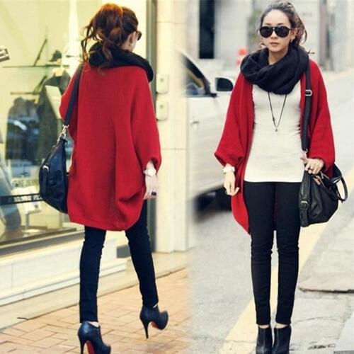 Autumn Ladies Cardigans 2018 Loose Plus Size Casual Korea Shawl Batwing Sleeves Cardigan Jacket Coat Women Outwear Women Long