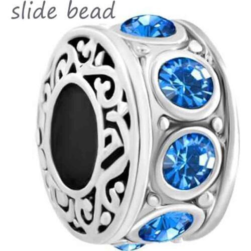 Fit Pandora charm bracelets Silver Plated Birthstone Filigree Charm Bracelet Spacers Beads for jewelry making