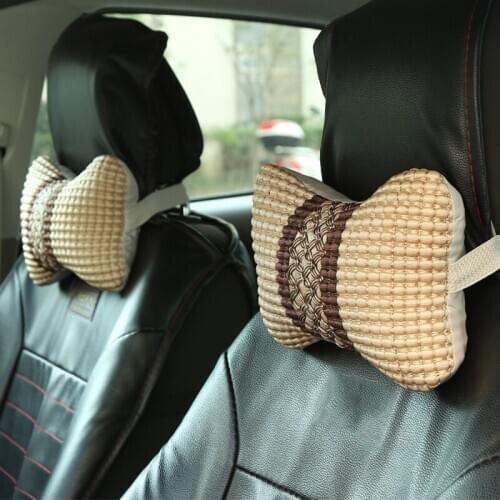 Car Neck Pillow Ice Silk Car Rest Cushion Headrest Pillow Small Head Pillow Memory Sponge Pillow Universal Car Accessories