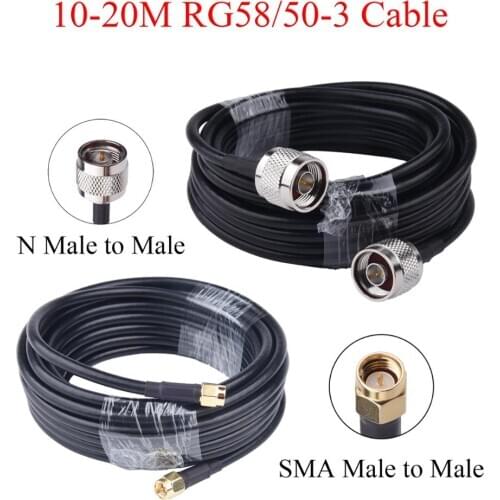 10-20M RG58/50-5 RF Coaxial Cable SMA/N Male to Male Wire Radio Extension For 4G LTE Cellular Amplifier Signal Booster Antenna