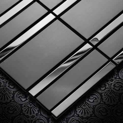 Luxury Black Metal stainless steel mosaic tile, kitchen backsplash living room porch dining room background wall decoration
