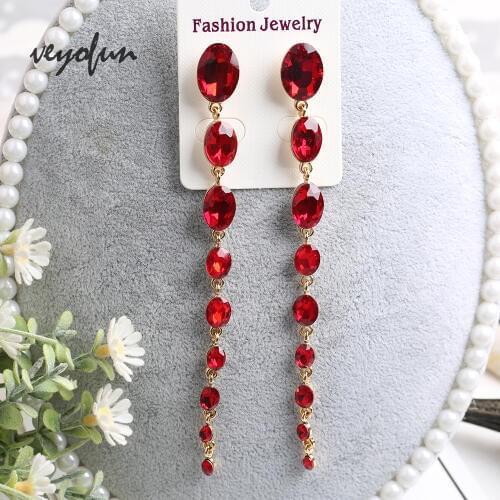 Veyofun Fashion Accessories Long ZA Crystal Dangle Earings for Women Trendy Drop Earrings Jewelry Gift 2019 New