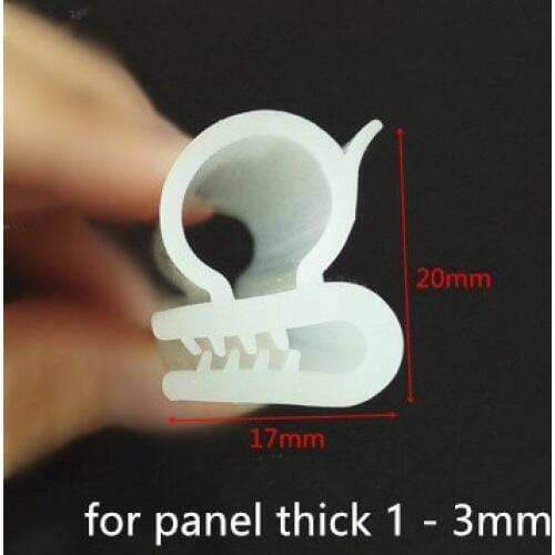 Silicone U Strip Bulb Strip for 1 - 3mm thick Glass Metal Wood Panel Edge Encloser Shield 17 x 20mm 1m White