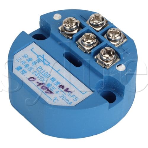 Blue PT100 Temperature Transmitter Sensor 0-100C 4-20mA Output