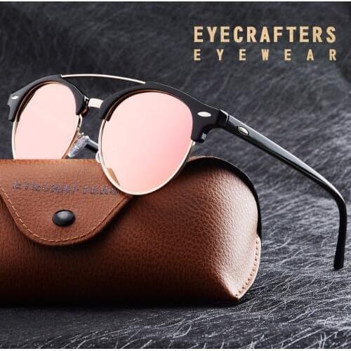 2020 Retro Vintage Mens Polarized Sunglasses Womens Brand Design Club Round Sunglasses Double Bridge Eyewear Oculos de sol UV400