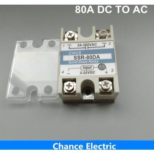SSR 80A DC To AC 3-32VDC 220v White Shell Single-phase 1PCS 5PCS 10PCS Solid State Relay SSR-80DA